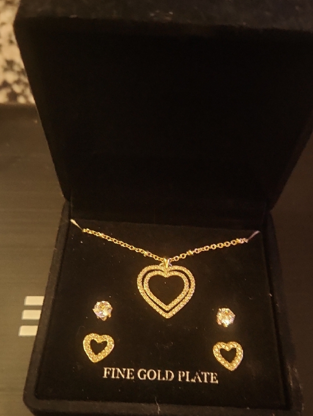 Kohl's Gold-Tone Heart Pendant Necklace with Matching Earrings